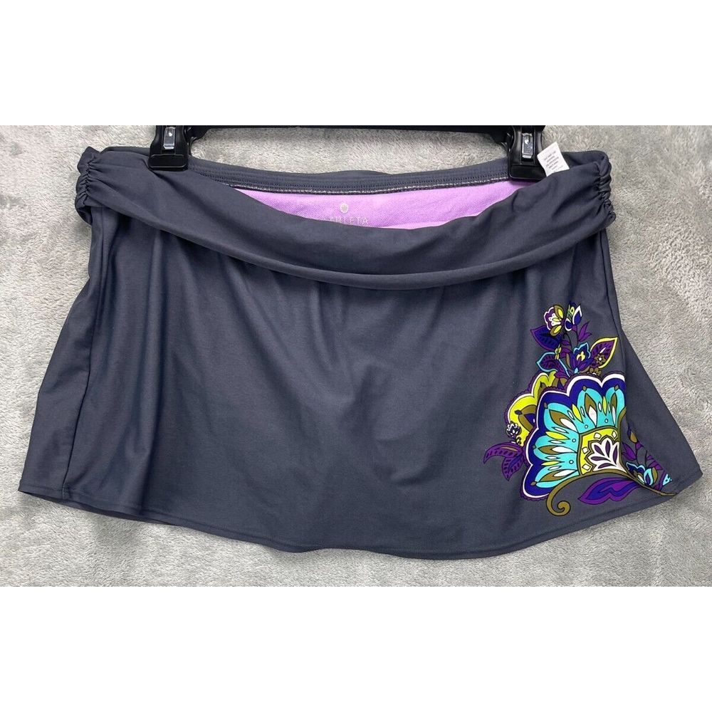 Athleta Women's Short Skort Size Medium Black Floral Pull On Tennis Skirt‎